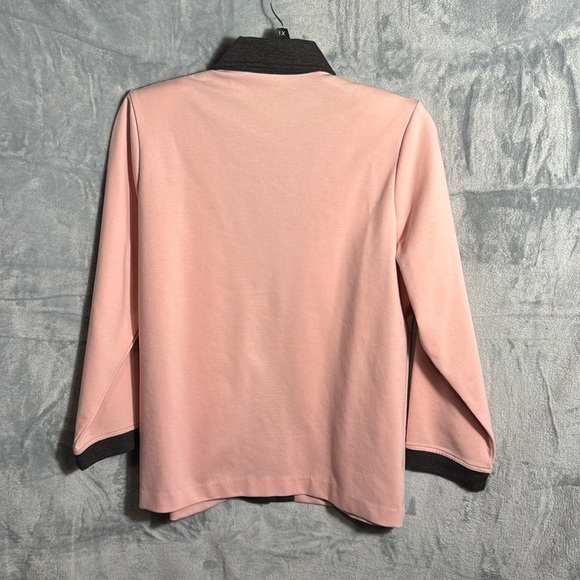 Draper’s &Damon’s Pink and Black Button-Up Shirt  shoulder pads women’s large - Picture 6 of 16